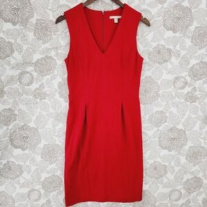 Banana Republic Sleeveless Mini Sheath Dress Red 4 Unlined